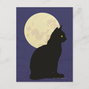 Carte Postale Chat noir et lune