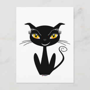 Carte Postale Chat Noir Fantaisiste