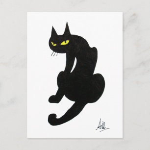CARTE POSTALE CHAT NOIR HALLOWEEN PARTY