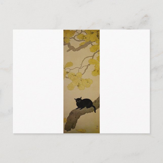 Carte Postale Chat noir (Kuroki Neko) par Hishida Shunso (Devant)