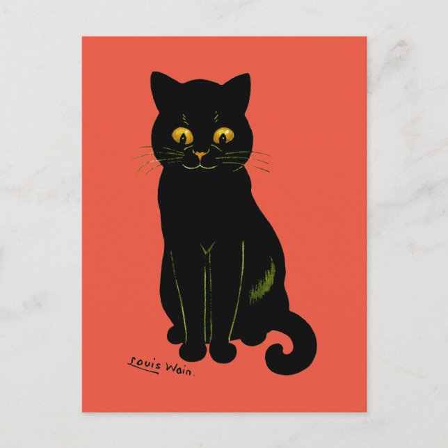 Carte Postale Chat noir, Louis Wain (Devant)