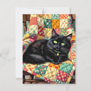 Carte Postale Chat noir mignon   Rester en contact