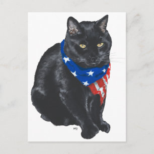 Carte Postale Chat noir patriotique