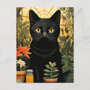 Carte Postale Chat noir Poses de vie morte dans la peinture des 