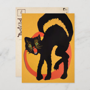 Carte postale Chat noir Retro Halloween