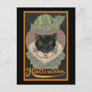 Carte Postale Chat noir vintage Halloween