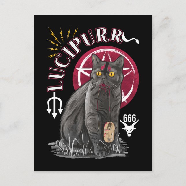 Carte Postale Chat Occulte Kitten Gothique Animal Satan (Devant)
