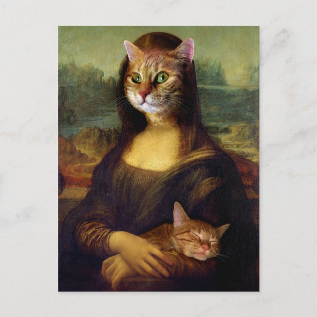 Carte Postale Chat orange Mona Lisa (Devant)