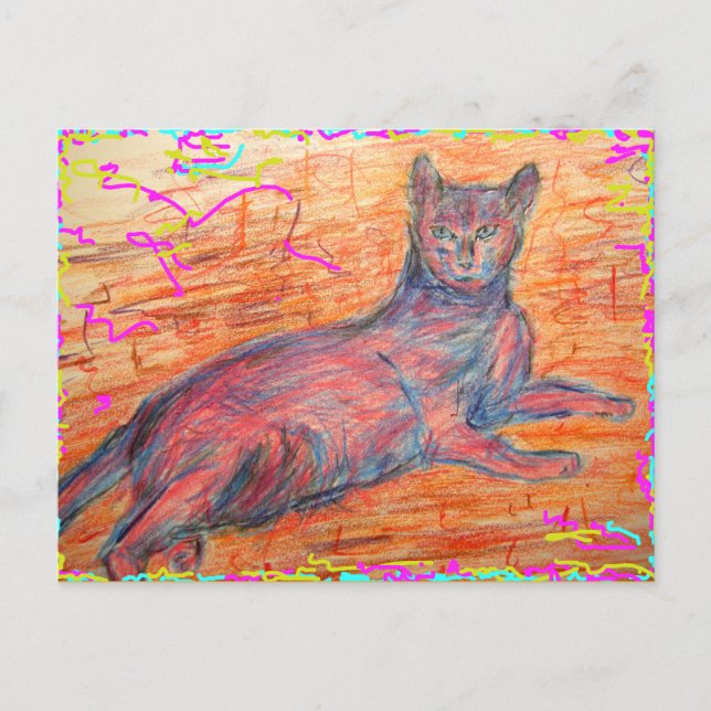 Carte Postale chat pavé (Devant)