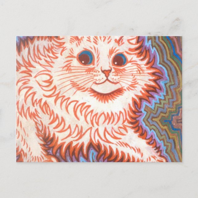 Carte Postale Chat Psychedélique vintage De Louis Wain (Devant)