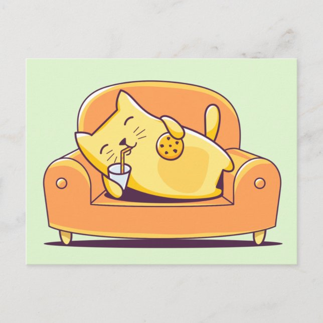 Carte Postale Chat relaxant (Devant)