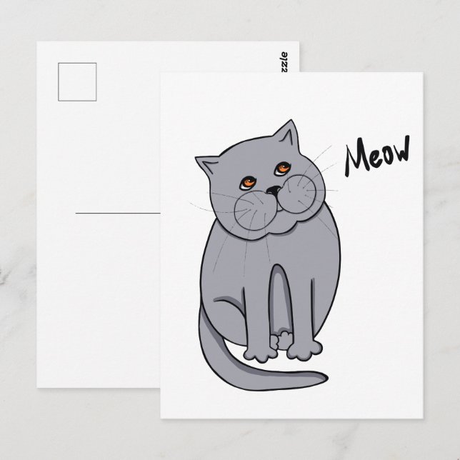 Carte Postale Chat rêvé aux yeux orange (Devant / Derrière)