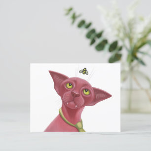 Carte Postale Chat rose