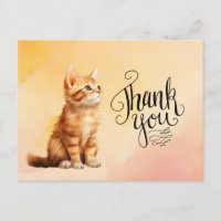 Chat roux  Merci aquarelle