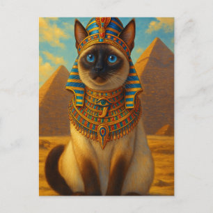 Carte Postale Chat royal égyptien pharaon dans le désert        