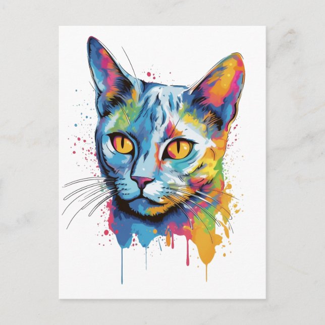 Carte Postale Chat russe bleu coloré (Devant)