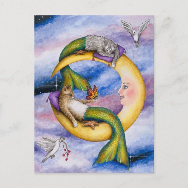 Carte Postale Chat Sirène 29 (Devant)