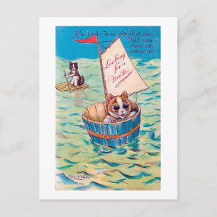 Carte Postale Chat solitaire en mer, Louis Wain
