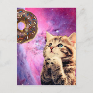 Carte Postale Chat souhaitant un beigne