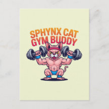 Chat Sphynx Musclé Gym Buddy Dessin Animé