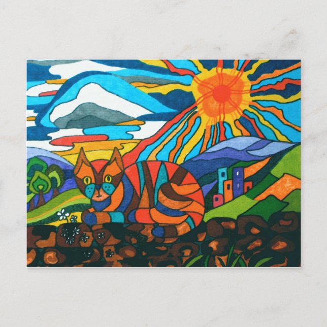 Carte Postale Chat sur le mur (Devant)