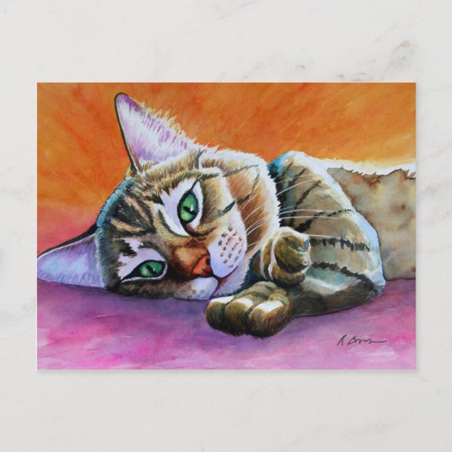 Carte Postale Chat Tigre à Face Écrasée (Devant)