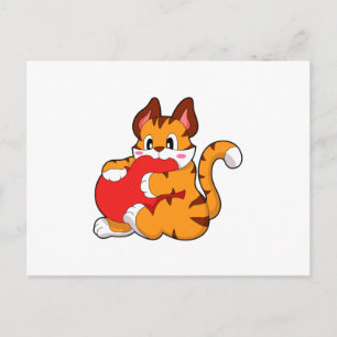 Carte Postale Chat tigre à l'amour avec coeur.PNG