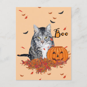 Carte Postale Chat tigré Halloween