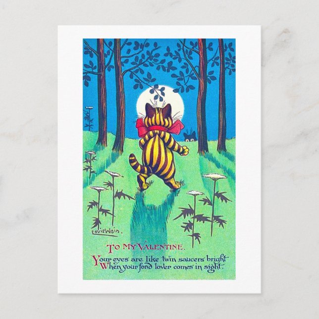 Carte Postale Chat Valentine, Louis Wain (Devant)