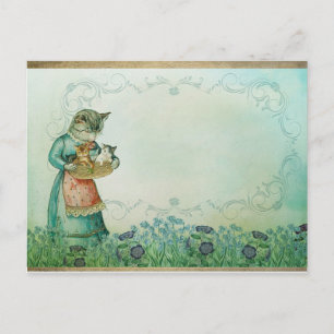 Carte Postale Chat vintage et chatons,
