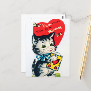 Carte Postale chat vintage Valentine