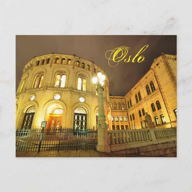 Carte Postale Château à Oslo, Norvège la nuit (Devant)