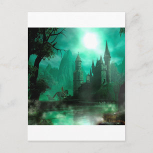 Carte Postale Château abstrait de clair de lune de jade