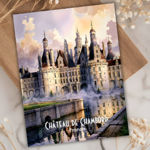 Carte Postale Château de Chambord Loire France Aquarelle Château