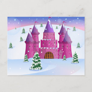 Carte Postale Château de Fée Taille Neige d'Hiver