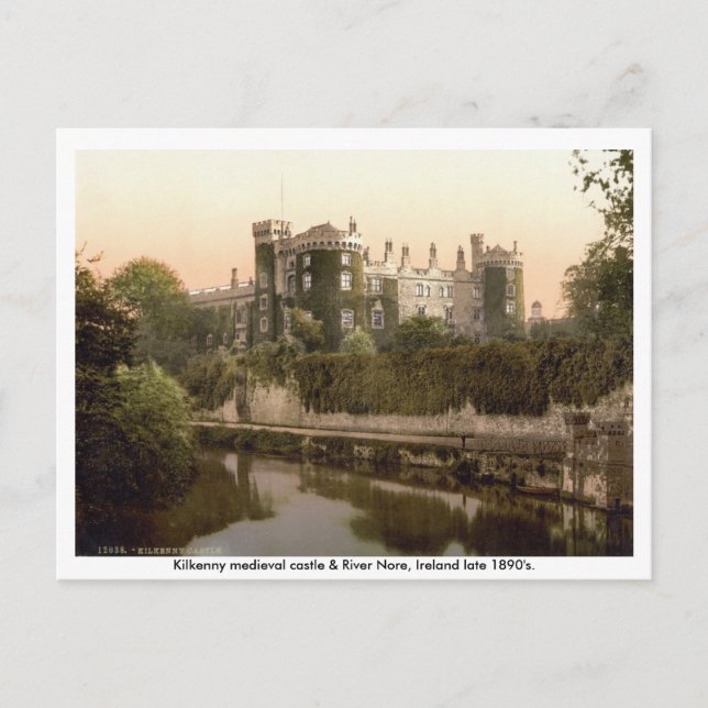 Carte Postale Château de Kilkenny & rivière Nore, 19e siècle (Devant)
