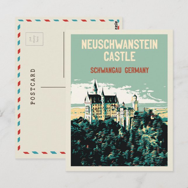 Carte Postale Château de Neuschwanstein à Schwangau, Allemagne P (Devant / Derrière)