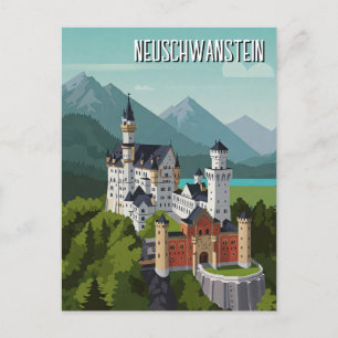 Carte Postale Château de Neuschwanstein Allemagne Voyage Abstrai