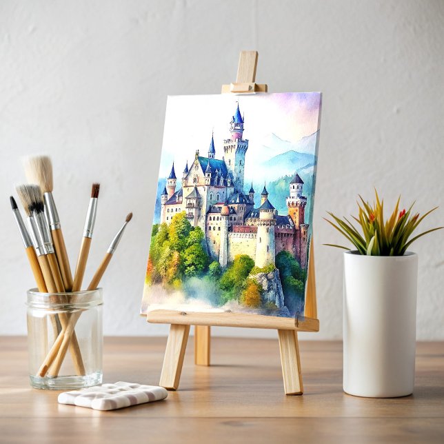 Carte Postale Château de Neuschwanstein aquarelle peinture (Créateur téléchargé)