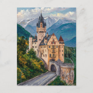 Carte Postale Château de Vaduz Liechtenstein aquarelle peinture