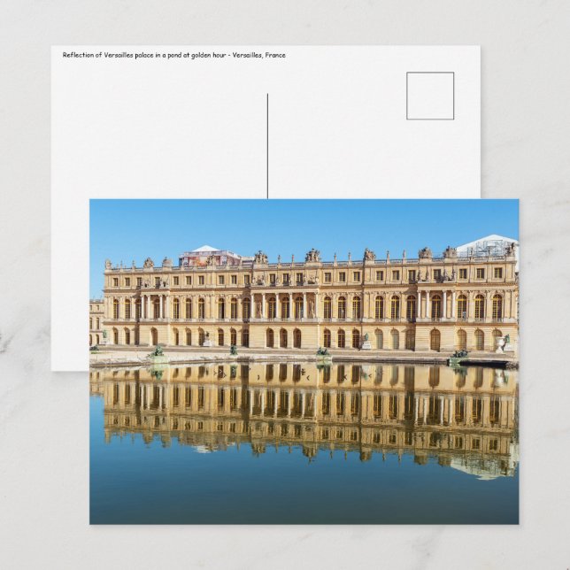 Carte Postale Château de Versailles et reflet dans un étang (Devant / Derrière)