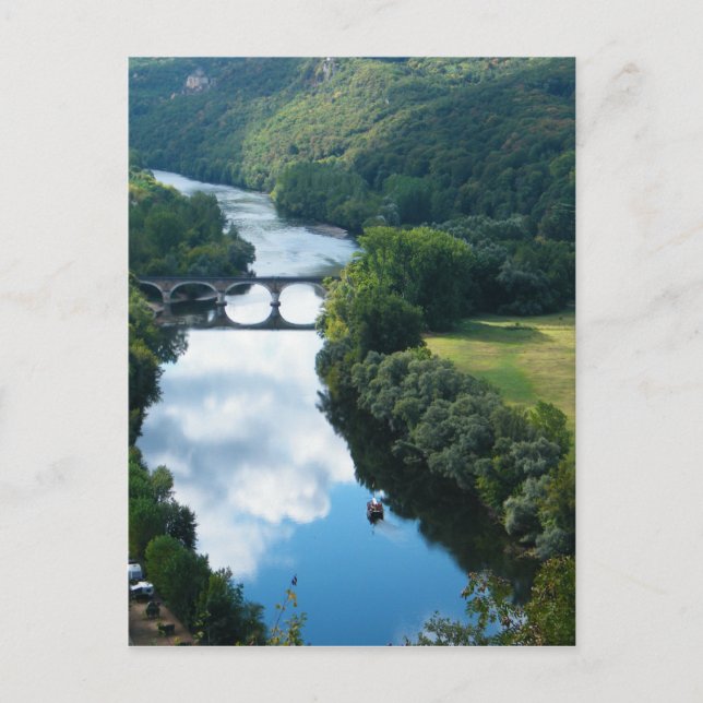 Carte Postale Château Dordogne Château Rivière Pont de bateau Ea (Devant)