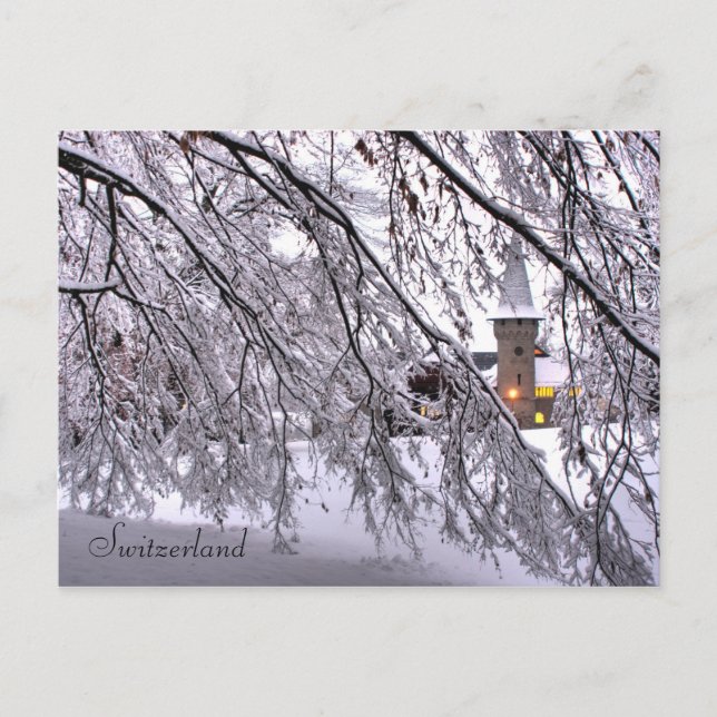 Carte Postale Château Snowy Trees À Lucerne Suisse (Devant)