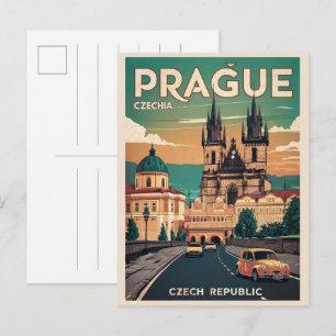Carte Postale château vintage voyage prague république tchèque c