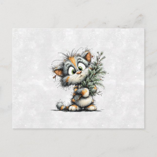 Carte Postale Chaton de Noël (Devant)