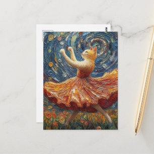 Carte Postale Chaton roux ballerine adorable