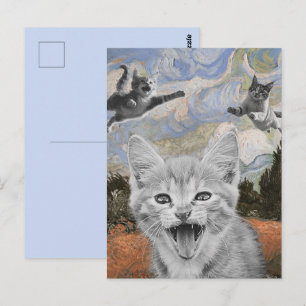 Carte Postale Chatons follement amusants Illustration surréalist