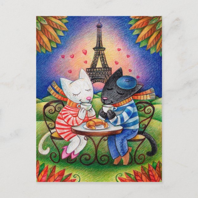 Carte Postale Chats à Paris (Devant)
