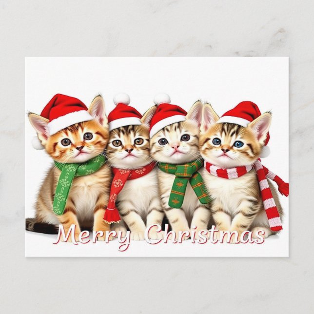 Carte Postale Chats adorables de Noël Amateur de chats (Devant)