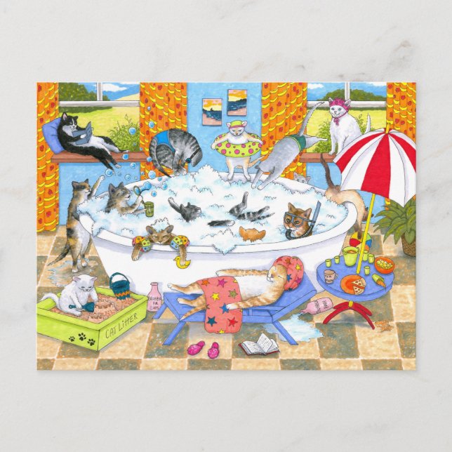 Carte Postale Chats amusants dans Bath 601 (Devant)